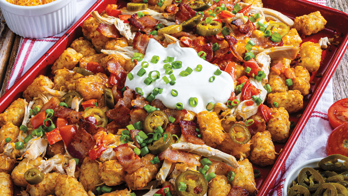 Grilled Shredded Chicken Tot-Chos
