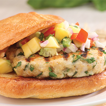 Tilapia Burger with Mango Salsa