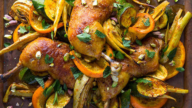Spiced Marinated Chicken With Orange, Fennel & Zucchini