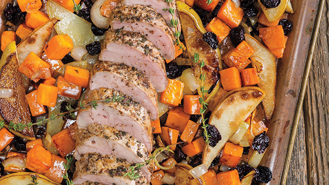 Sheet-Pan Pork Tenderloin With Sweet Potatoes & Pears
