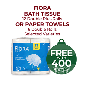 Fiora Bath Tissue 12 roll or Paper Towels 6 roll, Selected Varieties